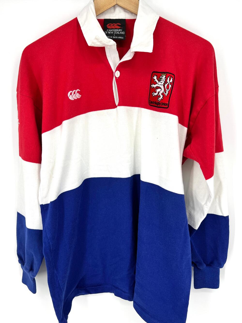 Vintage 90s Canterbury of New Zealand Rugby Jersey Red White Blue Size L